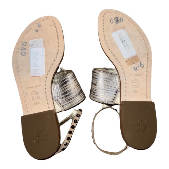 Donald J Pliner Lacy Light Bronze Metallic Studded Leather Sandals | Size 6.5 - Picture 5 of 6